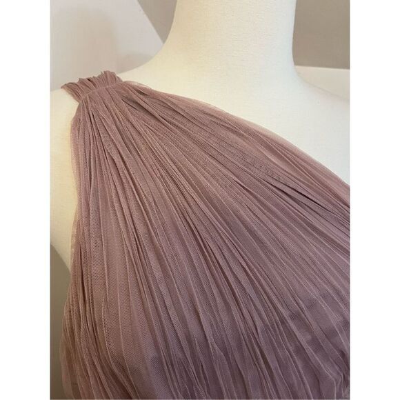 ASOS PREMIUM Tulle One Shoulder Maxi Dress In Mink 10 - Picture 5 of 8